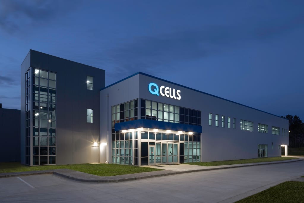 The Qcells building in Georgia at dusk